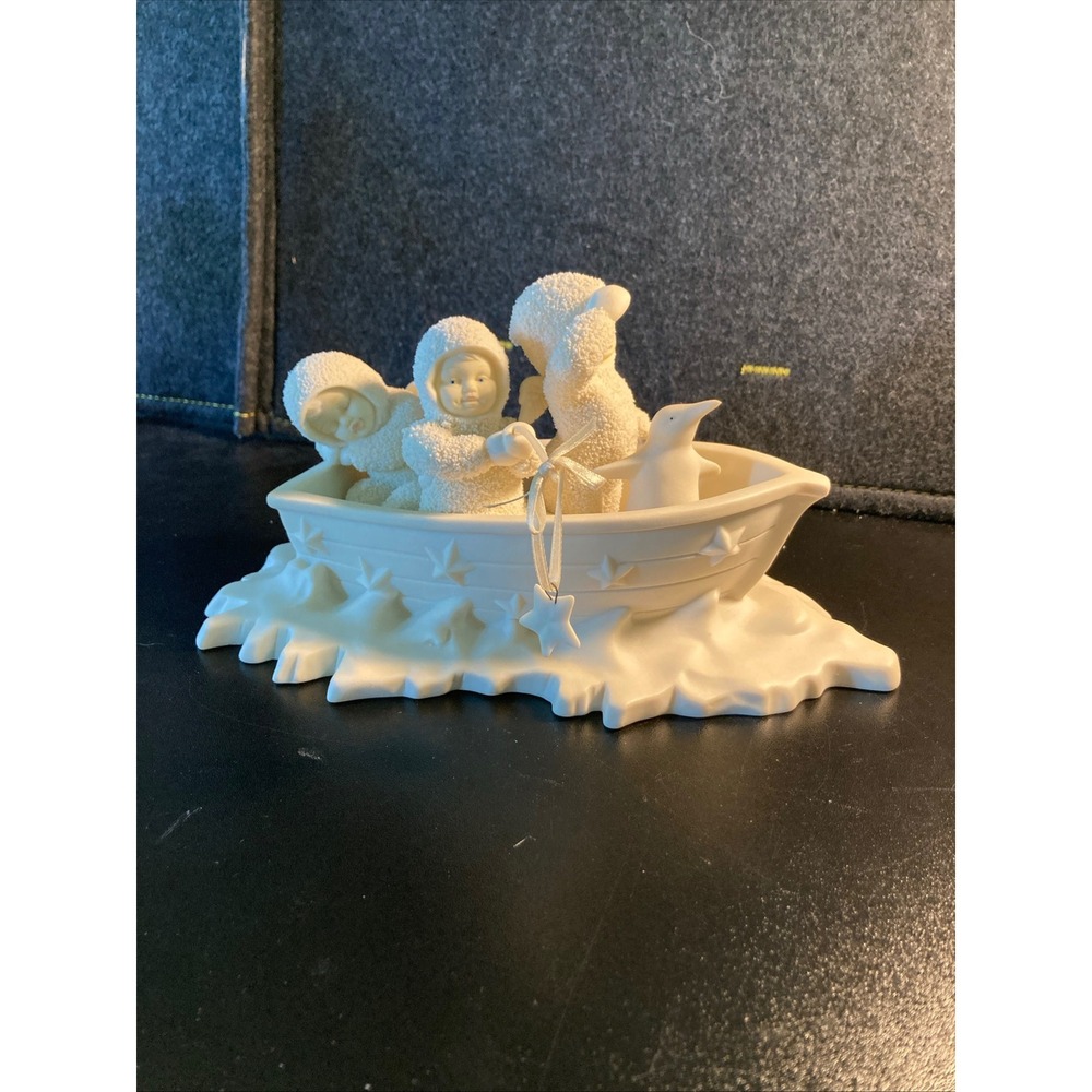 Department 56 Snowbabies Boat with Penguin Porcelain Figurine Star Detail